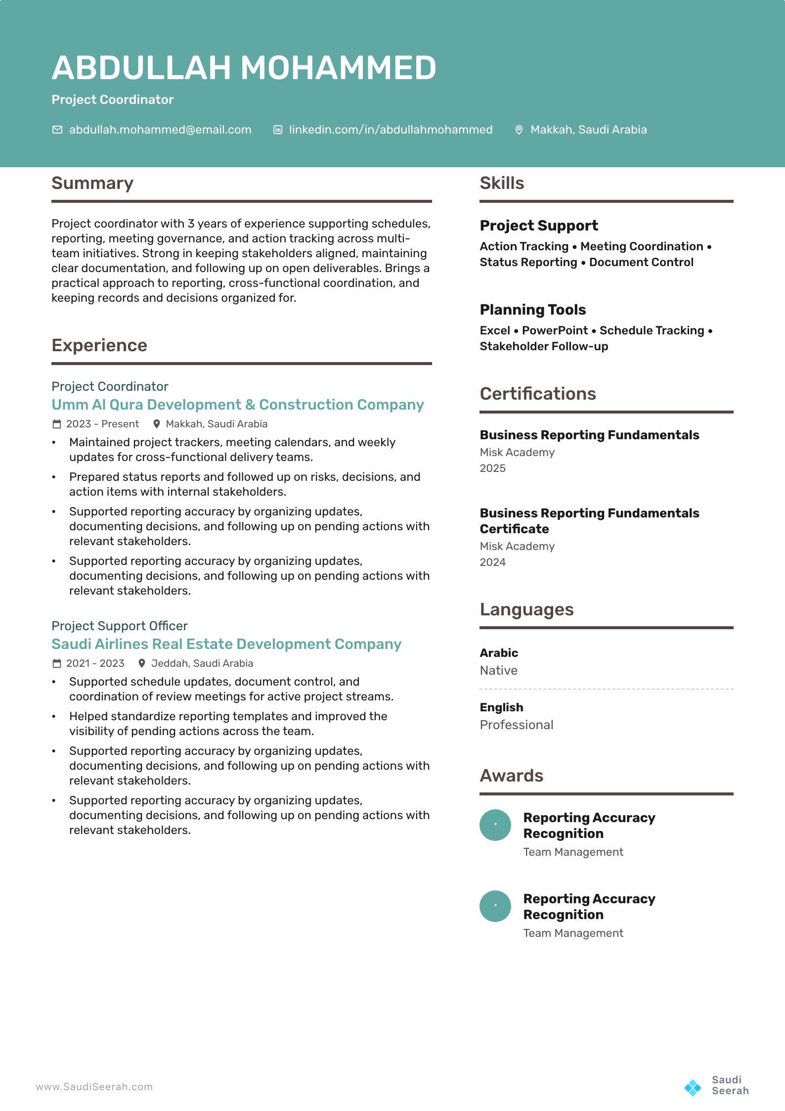 Project Coordinator preview